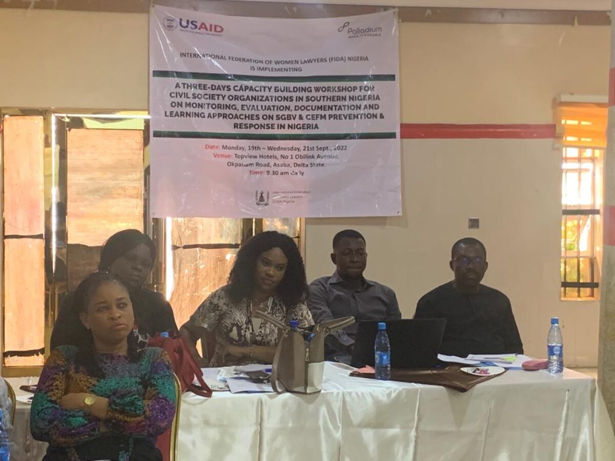 FIDA Nigeria Capacity-Building Workshops on Monitoring, Evaluation, Documentation, and Learning Approaches on SGBV & CEFM